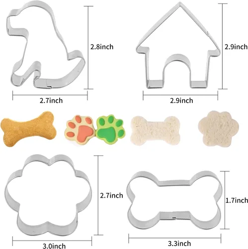 Miniatura 3 de Cortador de galletas de hueso de perro ANCKNE Bone Shape Cookie Cutter Set de acero inoxidable casero para perros galletas cortador de golosinas 4