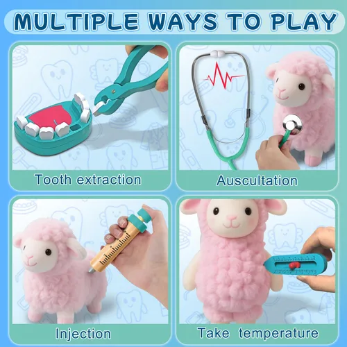 Miniatura 3 de Kit médico para niños pequeños de 3 a 5 años, juego de madera para dentistas, juego de doctor, juguetes de simulación para niños pequeños, kit