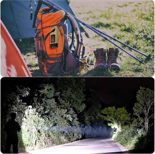 Miniatura 8 de Simpeak Paquete de 2 linternas de manivela con energía solar, linterna LED recargable de emergencia para supervivencia, luz de anilla de enganche