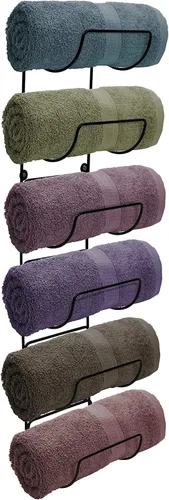 Miniatura 13 de Sorbus Toallero de baño – Toallero de metal de 5 niveles con estante de madera para toallas de baño enrolladas, toallas de baño, ropa de cama