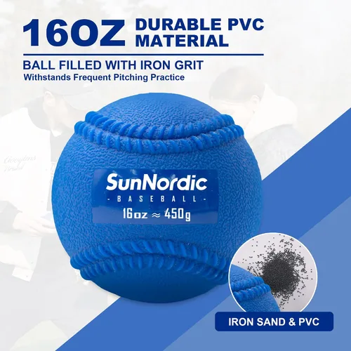 Miniatura 3 de SunNordic 6 Pack Weighted Baseballs Set (16 oz) - Weighted Baseballs for Hitting Training & Improved Power - Pitching Training Baseball for All