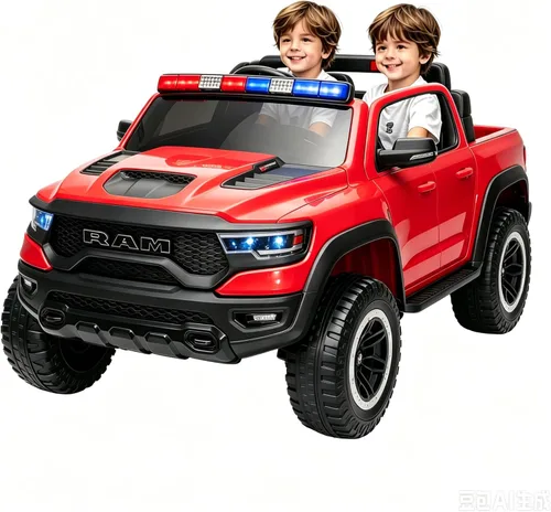 Miniatura 10 de FINITO 4WD - Camión de policía de 2 plazas para niños de 24 V, 4 x 4 pulgadas, auto de juguete con control remoto, camión eléctrico para niños