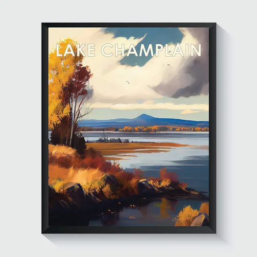 Miniatura 46 de Yellowstone Lake - Póster impreso artístico, ilustración, arte de pared, decoración de paisaje retro, paisaje, obra de arte para decoración de Lago
