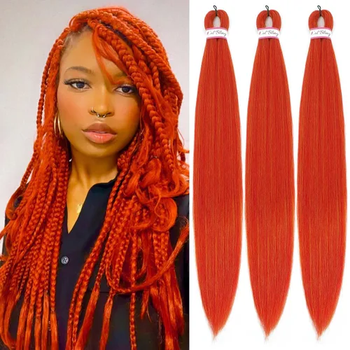 Miniatura 19 de Col bling Cabello trenzado preestirado de 28 pulgadas, 3 paquetes de extensiones de cabello largo para mujer, trenzas de caja, cabello preestirado