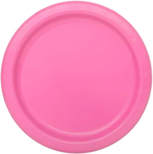 Platos redondos de papel de postre color rosa intenso, 7 pulgadas (paquete de 8), platos de fiesta vibrantes para golosinas apetitosas, perfectos