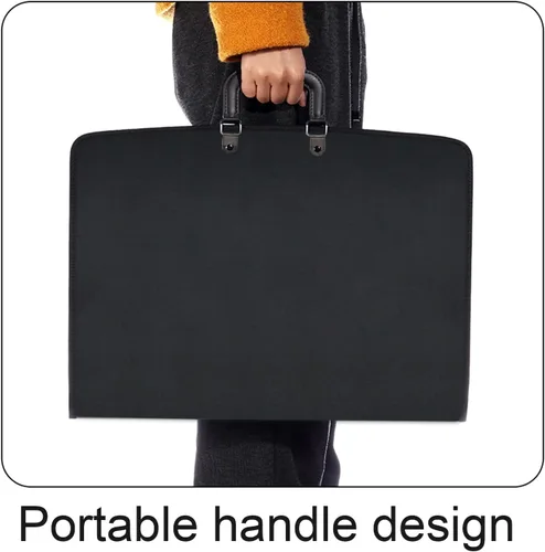 Miniatura 7 de Acocony Carpeta portafolio de 11 x 17 para obras de arte con cierre de cremallera 11x17 Funda de cartera PP Material Oxford borde impermeable negro