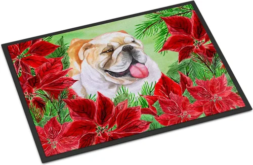 Miniatura 40 de Caroline's Treasures CK1311MAT Cavalier Spaniel Poinsettas - Felpudo de 18 x 27 pulgadas, tapete para puerta delantera, interior y exterior