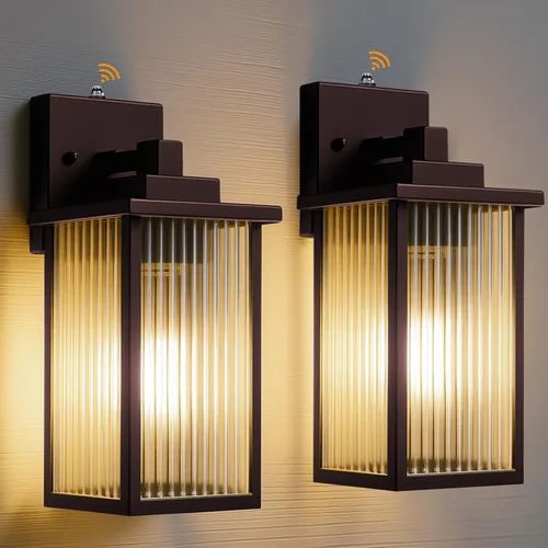 Miniatura 24 de Lámpara de pared para exteriores con sensor de anochecer a amanecer, luz exterior impermeable para porche de casa y garaje, aplique de pared