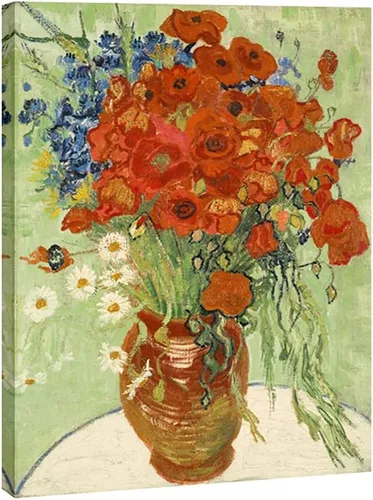 Miniatura 14 de Wieco Art - Arte enmarcado para pared de "Varios amapolas rojas y margaritas" por Vincent Van Gogh, reproducción de pinturas, lienzos abstractos