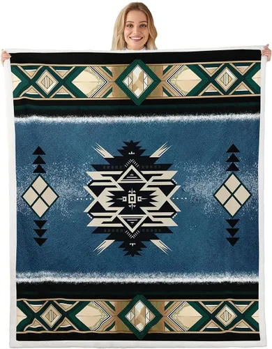 Manfei Manta azteca nativa americana para decoración de habitación de niños y niñas, manta retro tribal geométrica bohemia para sofá, manta de forro