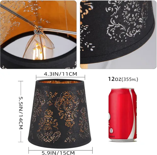Miniatura 3 de YISUN Juego de 6 Pantallas para Lámpara, Pantallas para Lámpara de Araña 5.9" x 5.5" x 4.3", Pantalla con Clip, Lino Hecho a Mano para Dormitorio