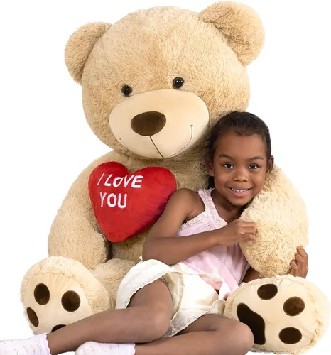 Miniatura 5 de MaoGoLan Oso de peluche gigante de 52" Oso de peluche - Te amo Corazón rojo Oso de peluche grande para regalo de San Valentín, aniversario, larga