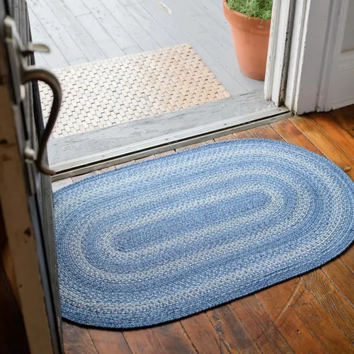 Miniatura 10 de Homespice Alfombras de Área Ovaladas Trenzadas de Yute Denim Azul de 8x10 pies para Sala de Estar, Dormitorio y Comedor. Apto para Mascotas. Estilos
