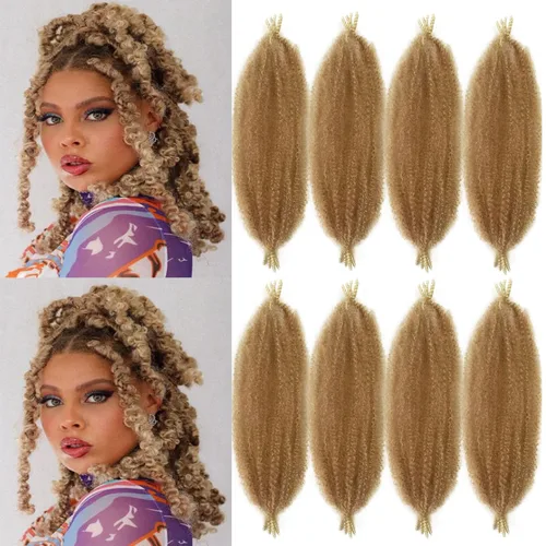 Miniatura 35 de Cabello afro Twist morado degradado de 16 pulgadas, cabello Marley pre-separado para rastas suaves, cabello trenzado Marley Twist Ombre Kinky Spring