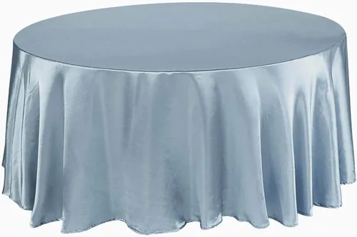 BalsaCircle Mantel redondo de satén azul polvoriento de 120 pulgadas para mesa de boda, fiesta, recepción, eventos, cocina y comedor Azul empolvado