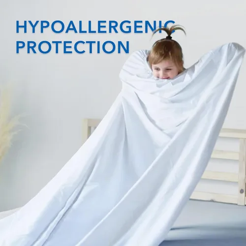 Miniatura 2 de LUCiE Protector de colchón transpirable – algodón, estilo sábana bajera, impermeable, hipoalergénico, sin ruido, bolsillo profundo para hasta 14