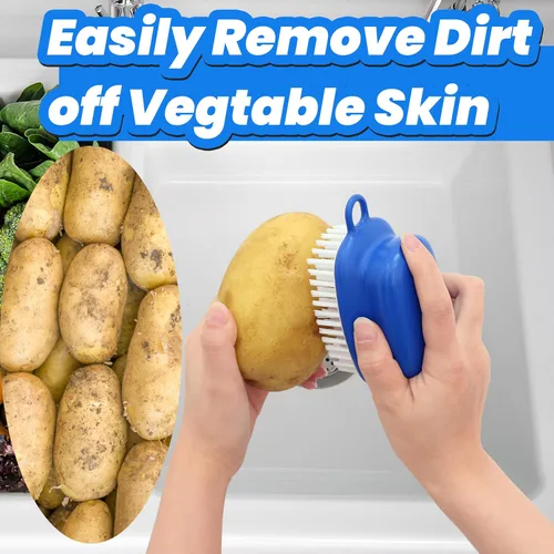 Miniatura 3 de Paquete de 2 cepillos para verduras, limpiador de verduras con agarre antideslizante para limpiar alimentos, frutas, papas