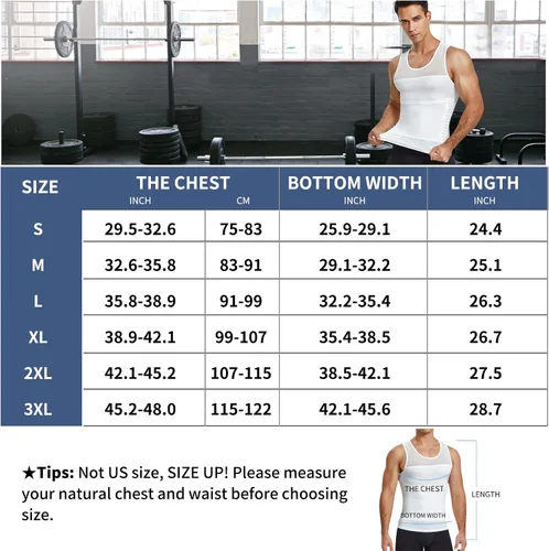 Miniatura 6 de Camisas de compresión para hombre, faja moldeadora de pecho, control de abdomen, moldeador de cuerpo, camiseta interior adelgazante, chaleco