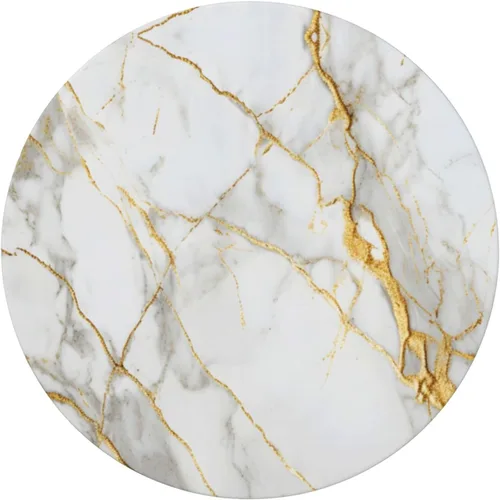 Miniatura 2 de Mantel redondo de mármol blanco dorado con borde elástico, mantel decorativo para el hogar, cocina, comedor, fiesta, S (se adapta a 40-45 pulgadas)