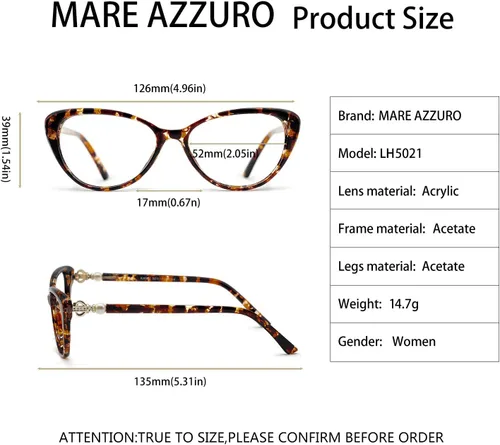 Miniatura 7 de MARE AZZURO Gafas de lectura progresivas multifocales con bloqueo de luz azul para mujer Cateye