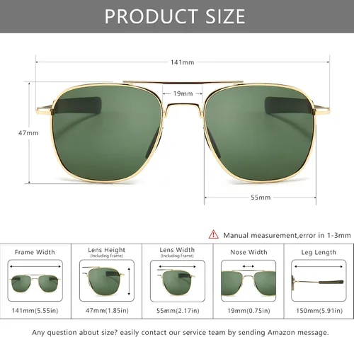 Miniatura 6 de SUNGAIT Gafas de sol polarizadas estilo militar Pilot Aviator para hombre con patillas de bayoneta