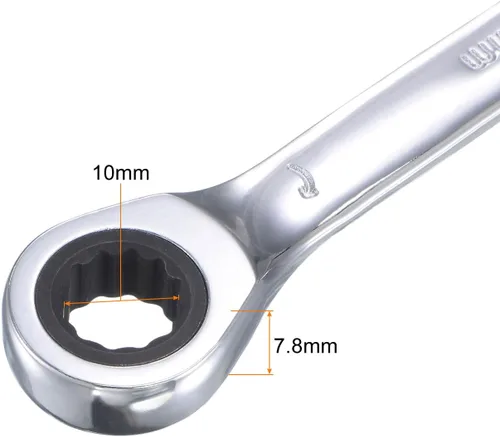 Miniatura 3 de uxcell Llave combinada de trinquete rechoncha de 0.394 in métrica 72 dientes 12 herramientas terminadas en caja de puntos, CR-V