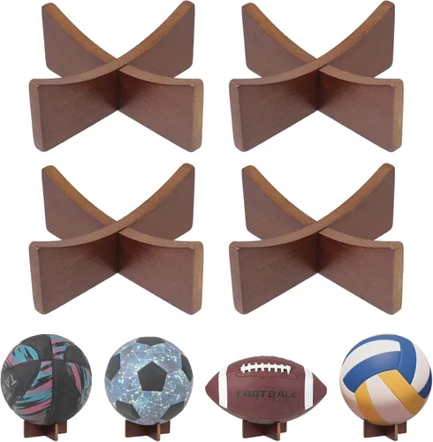 Miniatura 9 de Soporte de pelota para exhibición, soporte de baloncesto, soporte de exhibición de fútbol, soporte de madera para almacenamiento de pelotas