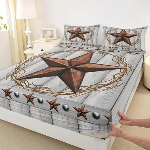 Miniatura 39 de Bonita sábana bajera ajustable para niños, tamaño individual, juego de ropa de cama rústica de pollo, decoración de dormitorio para niños y adultos