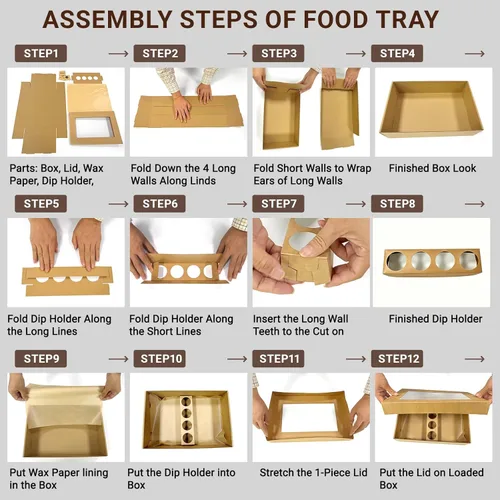 Miniatura 10 de Caja de cartón desechable extra grande para repostería, paquete de 5 unidades, caja fuerte con tapa para 8-10 personas que vayan, tabla