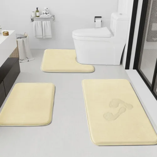 Miniatura 13 de HUXMEYSON Juego de alfombras de baño de 2 piezas, juego de alfombrillas antideslizantes y de secado rápido, alfombras de baño ultra suaves de Negro