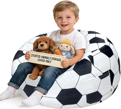 Miniatura 38 de Lukeight - Puf de almacenamiento de animales de peluche para niños, funda para puf de dinosaurio con cremallera para organizar la habitación
