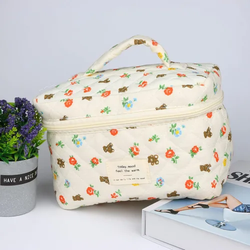 Miniatura 4 de Bolsas de cosméticos para mujer, bonita bolsa de maquillaje floral, organizador de almacenamiento de maquillaje, bolsas de aseo de viaje, bolsas