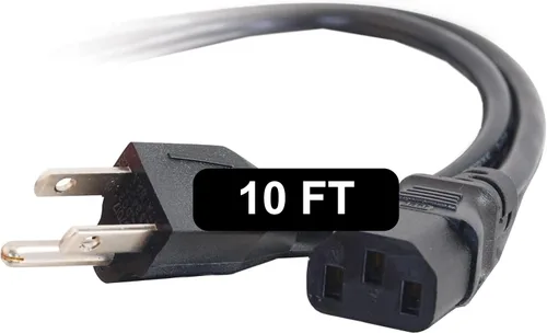 C2G 10FT Replacement AC Power Cord Shielded - Power Cable for Electronics, TV, Computer, Printer, Radio, Monitor, Samsung, Dell, Vizio, LG, Asus,
