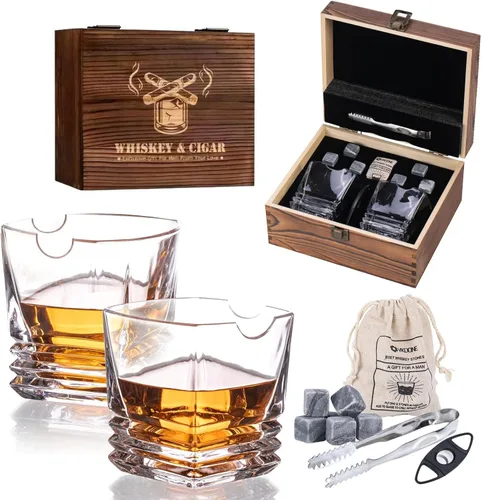 Miniatura 9 de Juego de 2 vasos de whisky, juego de regalo de piedras de whisky, vasos de whisky antiguos, juego de regalo de taza de vidrio de bar, regalos