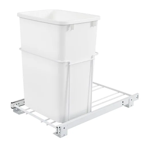 Miniatura 8 de Rev-A-Shelf Bote de basura doble extraíble de 35 cuartos de galón para gabinetes de cocina base, sistema de cubo de basura con toboganes
