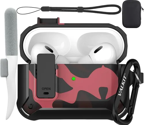 Miniatura 12 de Valkit Funda para Airpods para hombres con cerradura, funda de cuerpo completo con llavero para AirPods de Apple a prueba de golpes, funda