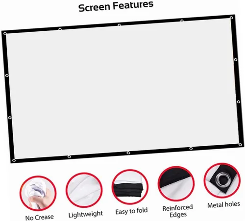 Miniatura 6 de SHINEOFI Polyester Projector Screen for Indoor Outdoor Movie Home Office Use HD Projection