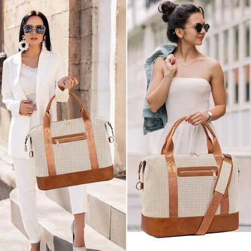 Miniatura 57 de BLUBOON Bolsas de viaje con cremallera, bolsa de lona para mujer, bolsa de fin de semana para mujer, bolsa de lona para llevar en la bolsa de lona