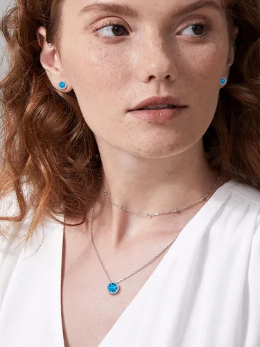 Miniatura 2 de ChicSilver Collar de plata de ley 925 con forma de corazón, redondo, pera, esmeralda y piedra natal simulada, regalo de cumpleaños para mujeres