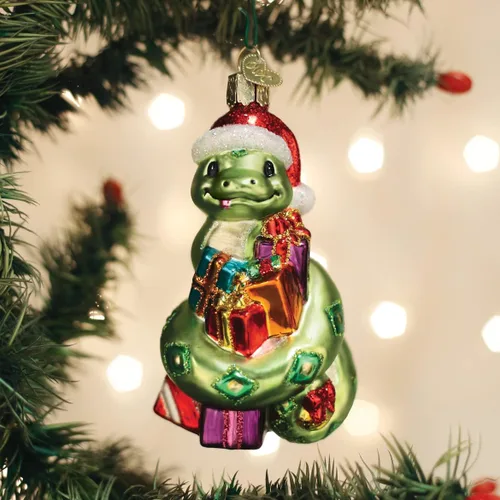 Miniatura 5 de Old World Christmas Adorno soplado de cristal de serpiente de Papá Noel para árbol de Navidad, decoración navideña hecha a mano, colección Santa