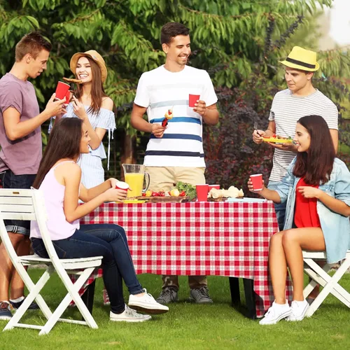 Miniatura 3 de Gatherfun Mantel rectangular impermeable de 3 piezas de 54 x 108 pulgadas, de plástico, desechable, con estampado dorado, para Pascua, picnic