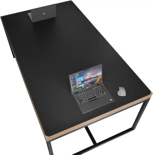 Miniatura 39 de Vyaaa Tapete de cuero para escritorio, 63" x 23.6" pulgadas, protector de escritorio de cuero, impermeable, extra grande, alfombrilla de mouse Negro