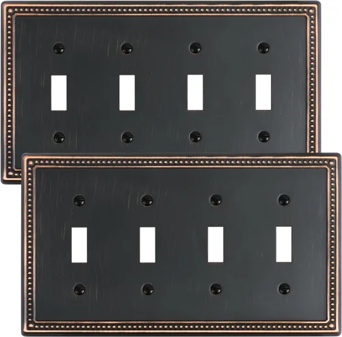 Miniatura 109 de Paquete de 4 placas de cubierta para interruptor de luz de palanca individual, cubiertas decorativas de perlas, placa de pared de metal almendra