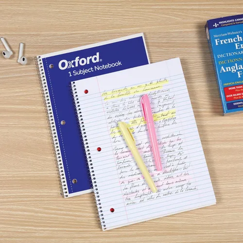 Miniatura 6 de Oxford 65217 - Cuaderno de espiral, paquete de 12 unidades, a granel, 1 diario de tema, papel rayado universitario, 8 x 10-1/2 pulgadas, perforado