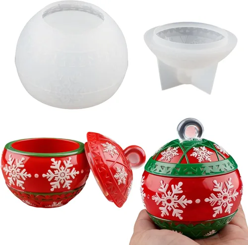 Molde de resina de tarro de Navidad de copo de nieve de silicona, molde de tarro moldes de resina epoxi de Navidad, moldes de silicona de copo de