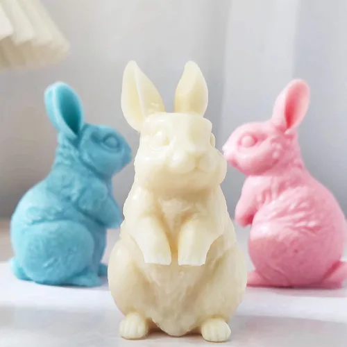 Miniatura 7 de Moldes de silicona para velas de conejo 3D, molde de fundición de resina para hacer velas, arcilla polimérica, yeso para decoración del hogar
