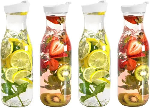 Miniatura 8 de DilaBee Jarra de agua con tapas, 50 onzas, jarras de plástico para jugos de mimosa, leche, batidos, té helado, recipientes para bebidas para paquete