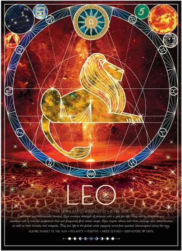 Miniatura 2 de Cobble Hill - Rompecabezas del zodiaco de 500 piezas, Leo, póster de muestra incluido