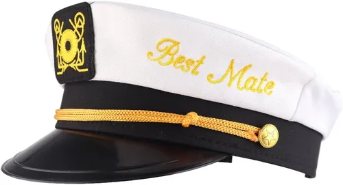 Sombrero de capitán de despedida de soltero - Sombrero de soltero náutico para novio | Accesorio divertido Boats n' Hoes Bridal Shower