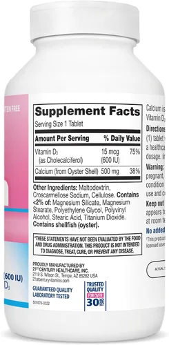 Miniatura 2 de 21st Century Vitaminas Calcio 500 Plus Extra D Caplets, 400